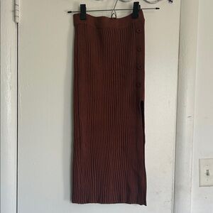 Brown Knit Button-Detail Pencil Skirt Small